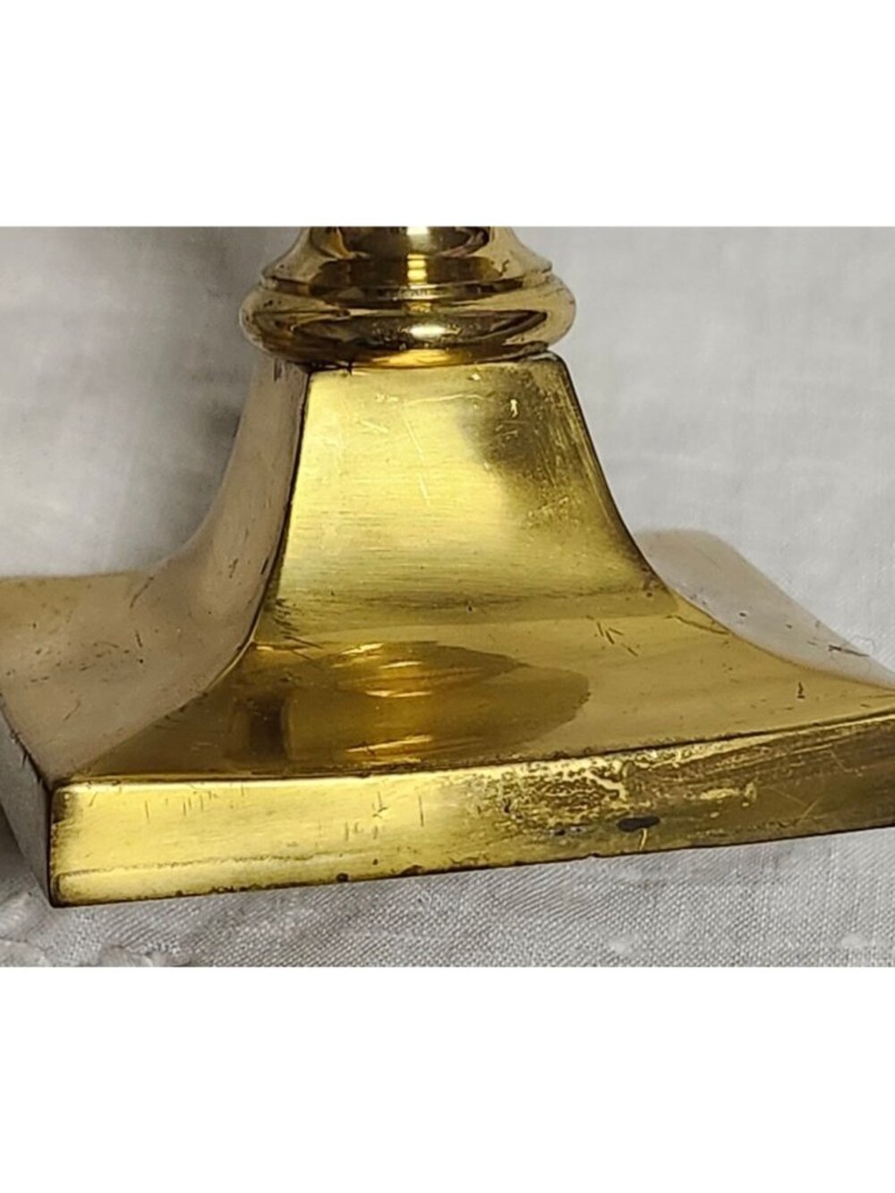 Vintage MCM Brass & Celluloid Candlestick Holders 8" Tall Elegant Design - Picture 7 of 8